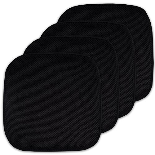 Sweet Home Collection 4 Pack Memory Foam Honeycomb Nonslip Back 16" x16" Chair/Seat Cushion Pad, Black - color: Black, size: 4 Pack