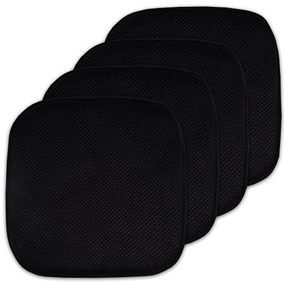 Sweet Home Collection 4 Pack Memory Foam Honeycomb Nonslip Back 16" x16" Chair/Seat Cushion Pad, Black - color: Black, size: 4 Pack