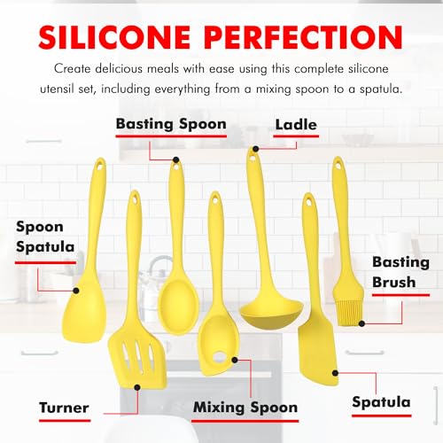 Chef Craft Premium Silicone Kitchen Tool and Utensil Set, 7 Piece, Yellow - color: Yellow, size: 7 Piece Set