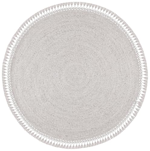 SAFAVIEH Sahara Collection Area Rug - 5' Round, Beige, Handmade Boho Tassel, Ideal for High Traffic Areas in Living Room, Bedroom (SAH490A) - color: Beige, size: 5' (Round)