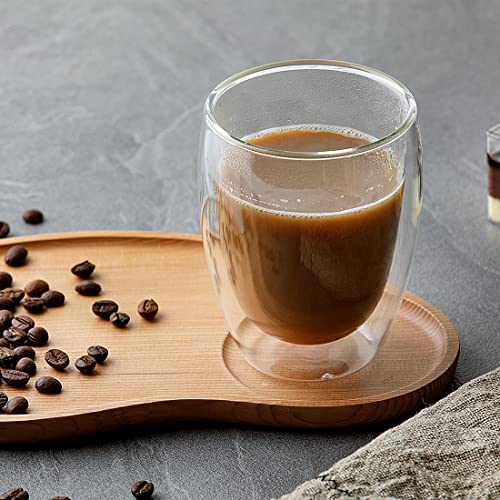 [4-Pack,12Oz] Glass Cups, Double Walled Thermo Espresso Glasses, Insulated Coffee Mugs, Drinking Glasses | Double Walled, Thermo Glasses for Espresso,Latte,Tea