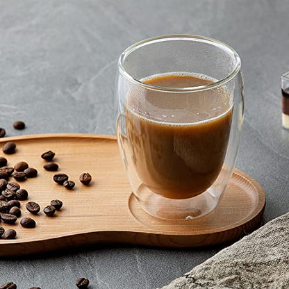 [4-Pack,12Oz] Glass Cups, Double Walled Thermo Espresso Glasses, Insulated Coffee Mugs, Drinking Glasses | Double Walled, Thermo Glasses for Espresso,Latte,Tea
