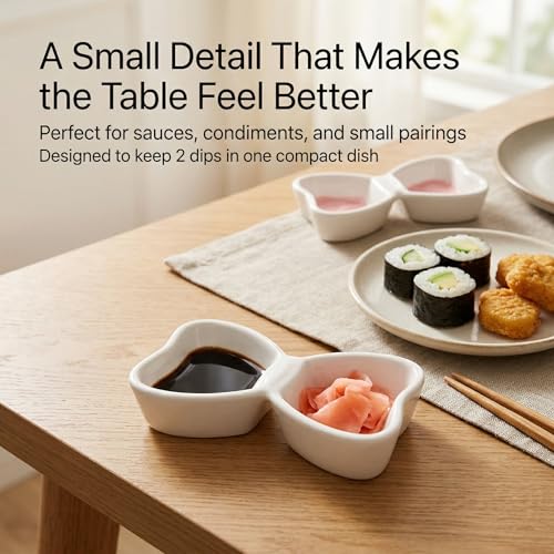Soy Sauce Dishes, 2-Compartment, 2-Pack, Pink | Ceramic butterfly condiment cups keep two dips apart; 3 oz dishes serve sushi, snacks, appetizers, and small sides at table. - color: Pink