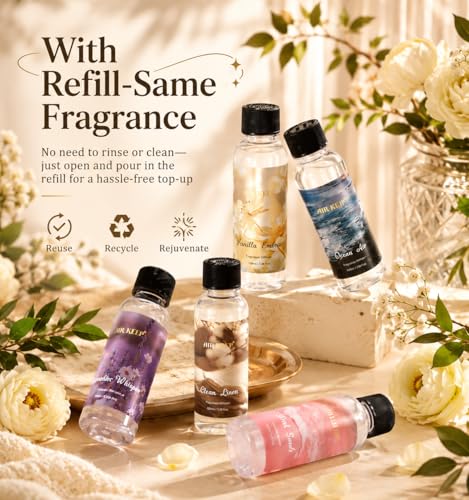 Reed Diffuser Set with Refill & 8 Reed Sticks, 6.96 fl oz Ocean Air Home Fragrance, Long Lasting Aromatherapy Diffuser for Bedroom, Bathroom & Living Room