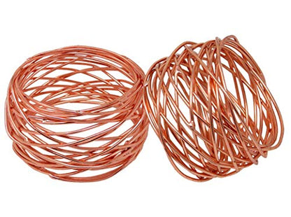 ITOS365 Handmade Round Mesh Napkin Rings Holder for Dinning Table Parties Everyday, Set of 12 - color: Copper