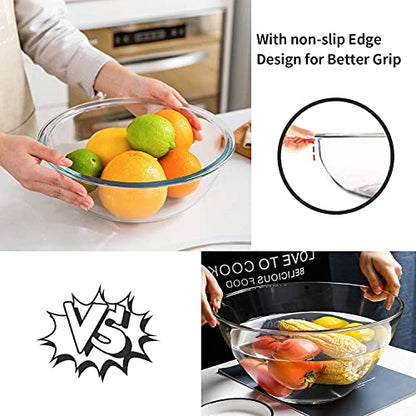 Luvan Glass Mixing Bowl with Airtight Lids, (1QT, 1.5QT, 2.5QT, 3.7QT), 8-piece Kitchen Salad Bowls Clear Nesting Big Cooking Bowl, Microwave Oven Safe for Meal Prep,storage,Baking,Serving - color: 4 Pack Clear Green