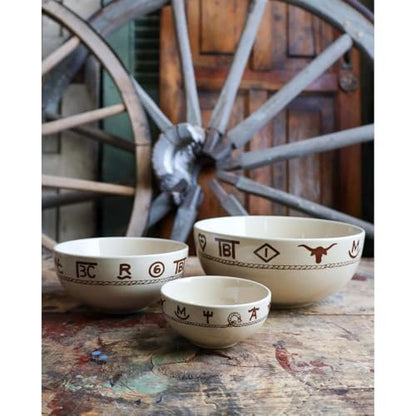 Branded 3 pc Ceramic ern Serving and Mixing Bowl Set