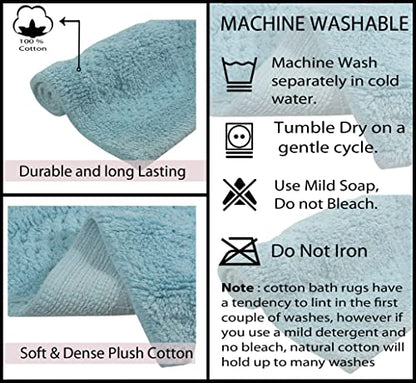 Home Weavers Classy Bathmat 100% Cotton Bathroom Rugs Set, Bathroom Décor, Washable Rug, Extra Soft and Absorbent Bath Rug, Kitchen Mat, Bath Mat Set, Bath Floor Mat Non Slip, 21"x34" Rectangle, Aqua