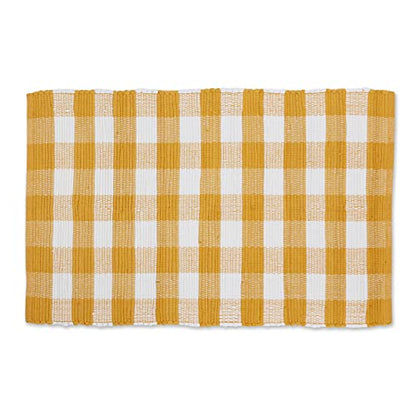 DII Buffalo Check Rug Collection, Hand Dyed Reversible Chindi Rug, 26x40, Honey Gold - color: Honey Gold, size: 2'2" x 3'4" (Rectangular)