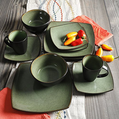 Gibson Elite Soho Lounge 16 Piece Dinnerware Set, Green - color: Green (Soho Lounge), size: Service for 4 (16pcs)