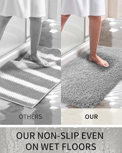 Toilet Rugs U-Shaped Mat 24x22, Contour Bathroom Mat - Ultra Soft & Absorbent Microfiber, Quick-Dry, Machine Washable with High Density Foam Latex Non Slip Backing, Grey - color: Grey, size: 24" X 22"(Toilet Rug)
