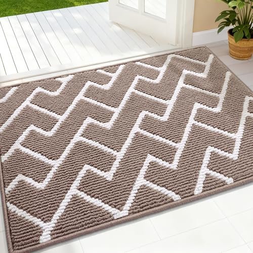 OLANLY Front Door Mat, Non-Slip Rubber Backing, Dirt Resistant and Absorbent, Washable, Easy to Clean Low-Profile Indoor Doormat for Back Door, Entryway, Inside Entrance, 32x20, Brown - color: Brown, size: 32" X 20"