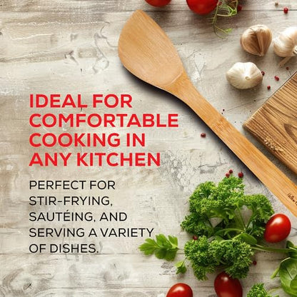 Helen’s Asian Kitchen Stir Fry Spatula and Cooking Utensil, Natural Bamboo, 15-Inch - size: 15-Inch, Solid Spatula