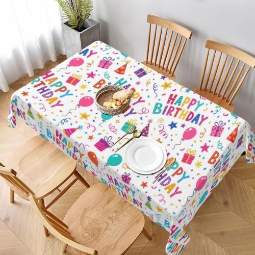 Happy Birthday Rectangle Tablecloth Washable Table Cloth 60x90 Inch Table Cover Waterproof for Decoration Kitchen Dining Room - color: Happy Birthday