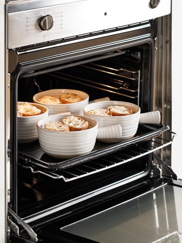 LE TAUCI French Onion Soup Bowls, 18 Ounce Soup Bowls With Handles for Chili, Beef Stew, Onion Soup Crocks Microwave Dishwasher Oven Safe - 5.5 inch, Set of 4, Arctic White - color: Farmhouse