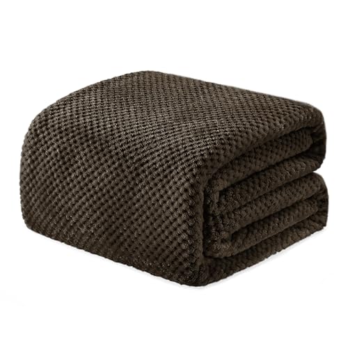 Exclusivo Mezcla Soft Waffle Fleece Bed Blanket Twin Size, Coffee | Lightweight Plush Blanket for Bed, Couch, Sofa, Cozy Fluffy Design for Bedroom, Guest Room, All Season, 60x80 Inches - color: Coffee, size: 60x80 in