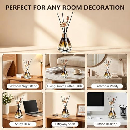 2Pcs 60ml/2oz Diffuser Bottles Empty Refillable Glass Diffusers Jars Aromatherapy Container Fragrance Accessories Use for DIY Replacement Diffuser Sticks Home Bathroom Decor