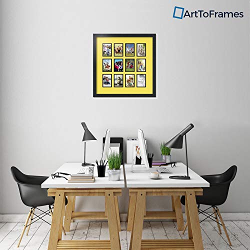 ArtToFrames Collage Photo Frame Double Mat with 12-3.25x4.75 Openings with Satin Black Frame and Canary mat. - color: Canary, size: 12 - 3.25x4.75