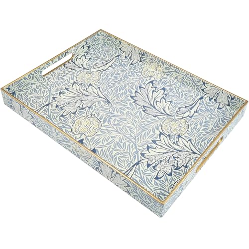 Rectangle Plastic Serving Tray with Handles, Elegant Decorative Tray for Coffee Table, Ottoman, Living Room, Kitchen, and Outdoor Use. 12"*16"*1.6" F - color: Om3040f, size: 16" x 12" x 1.6"