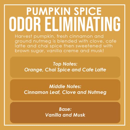 Pumpkin Spice Two Pack Odor Eliminating Highly Fragranced Candle - Eliminates 95% of Pet, Smoke, Food, and Other Smells Quickly - Up to 80 Hour Burn time - 12 Ounce Premium Soy Blend - color: Pumpkin Spice Two Pack