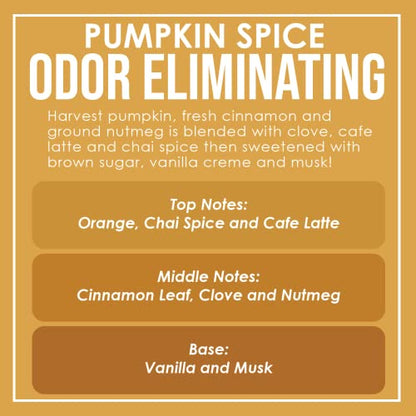 Pumpkin Spice Two Pack Odor Eliminating Highly Fragranced Candle - Eliminates 95% of Pet, Smoke, Food, and Other Smells Quickly - Up to 80 Hour Burn time - 12 Ounce Premium Soy Blend - color: Pumpkin Spice Two Pack