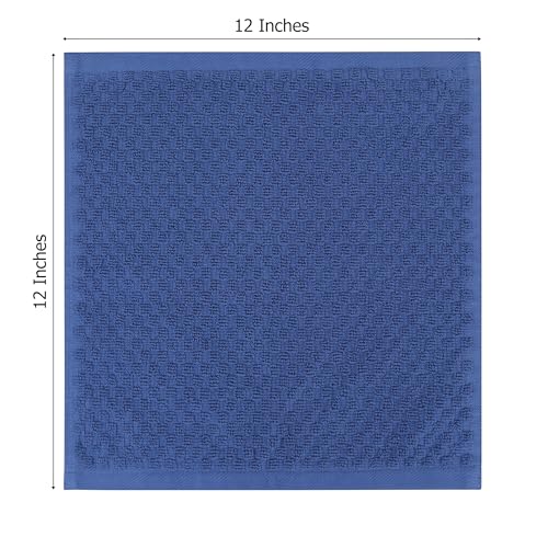 COTTON CRAFT Euro Spa Waffle Wash Cloth - Set of 12 Blue Washcloth | Luxury Face Towel Set - 100% Cotton - Soft Plush Absorbent Low Lint Quick Dry - Gym Shower Beach Bath Kitchen - 12x12 inches - color: Blue, size: 12 Pack Wash Cloths