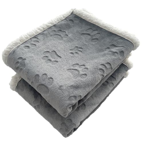 1 Pack 2 Dog Blankets for Small Dogs - 2 pcs Waterproof Dog Blanket Washable - Soft Sherpa Fleece Puppy Blanket for Kitten Doggy, Warm Cat Blankets for Indoor Cats, 25"X30", Grey - color: Grey, size: 25"x30" (Pack of 2)