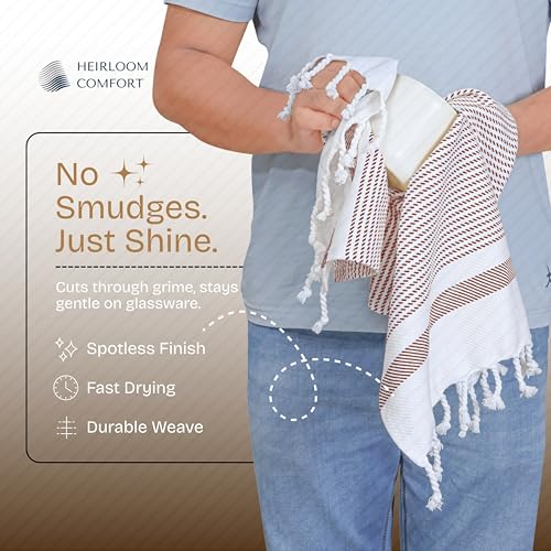 Brown Turkish Kitchen Towels 16x26 Inch, 3 Pack, 100% Cotton, Ultra Absorbent, Soft, Fast Dry, Machine Washable, Dish Towel with Tassels for Drying Dishes, Cleaning, Everyday Use - color: Brown, style: 3 Pack