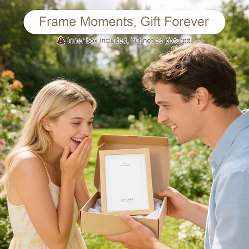 TONES FRAME DESIGN 8x10 Picture Frame Natural Solid Wood Veneer 8x10 Frame Matted to 5x7 Frames Wooden 8 x 10 Photo Frame with Shatterproof Plexiglass for Tabletop Wall Display - color: Natural, size: 8x10 - 1 Pack