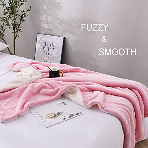 NANPIPER Flannel Blanket Reversible Sherpa Throw Blanket Super Soft Fuzzy Plush Microfiber for Fur Baby/Gift Lightweight(50"x60",Pink) - color: Pink, size: Throw
