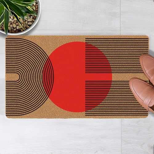 Welcome Door Mat Mid Century Modern Outdoor Indoor Entrance, Low-Profile Floor Mats Non Slip Durable Entrance Rugs for Entry, Patio, High Traffic Areas Front Door, 17" x 29.5" - color: Mid Century Modern