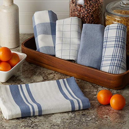 DII Basic Kitchen Large Cotton Dishtowel Set of 5, 18x28, Stonewash Blue - color: Stonewash Blue