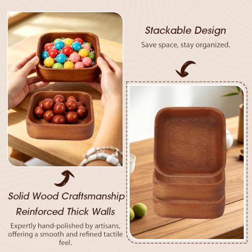 Wooden Salad Bowl, Square Rustic Server | Dough & Fruit & Bread Serving Dish | Entryway Key Catch Tray | Multipurpose (Square) - color: Square