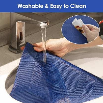 Blue Placemats Set of 6 Resistant Wipeable Washable Indoor/Outdoor Place Mats Non-Slip Easy to Clean Durable Kitchen PVC Table Mats Set of 6 for Dining Table, Patio Table, 12"x18" - color: Blue