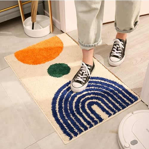Boho Bathroom Rugs Non-Slip Microfiber Geometric Bath Mat Soft Fluffy Bohemian Bath Rugs Washable for Bathroom, Shower, Tub, Sink, Indoor Mat, 31''×20'' - color: D Bohemian