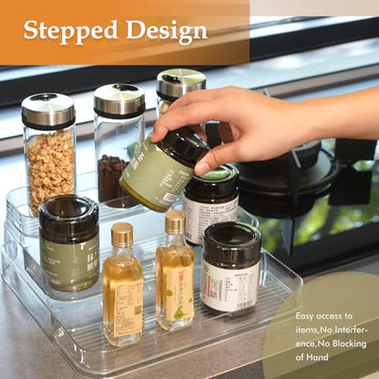 GREATLINK 3-Tier Acrylic Spice Rack Organizer for Cabinet and Kitchen – Cabinet & Countertop Storage for Spices, Seasonings, Pantry, Perfume & Medicine (1 Pack)