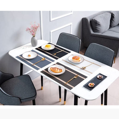 Placemats Washable Dinner Mats Easy to Clean PVC Table Mats Set of 6 (Stripe White) - color: Stripe White, size: placemats set of 6