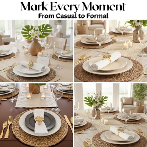 Napkin Ring Set of 12, Fall Thanksgiving Christmas Napkin Rings, Festival Metal Napkin Rings Holders, Napkin Ring Bulk for Wedding, Party, Elegant Table Settings Gift Ideas (Gold) - ALPHA Living HOME - color: Old Gold, size: 12- Pack