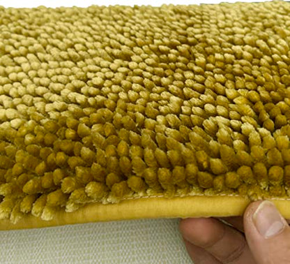 Madeals Chenille Bath Rug Set 3 Piece Bathroom Contour Rugs Combo, Soft Shaggy 2 Piece Bath Shower Mat and U-Shaped Toilet Floor Rug Golden - color: Golden, size: 20"x 32"/16"x 24"/Contour/