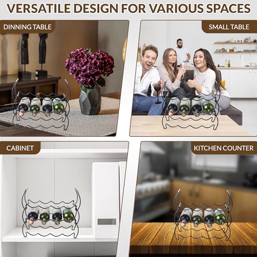 3-Tier Countertop Wine Rack, 12-Bottle Stackable Metal Liquor Display Shelf - color: Black