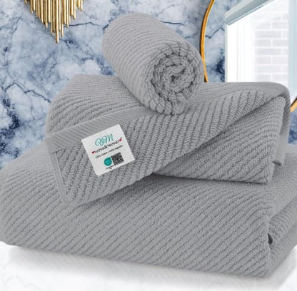 VOOVA & MOVAS 3PC Towel Set, 100% Cotton, Gray | 1 Large Bath 30x56 In, 1 Hand 18x28 In, 1 Wash Cloth 13x13 In, Quick Dry, Soft, Thick, Bathroom Essentials - color: Gray, size: 3 PC Bathroom Towel Set