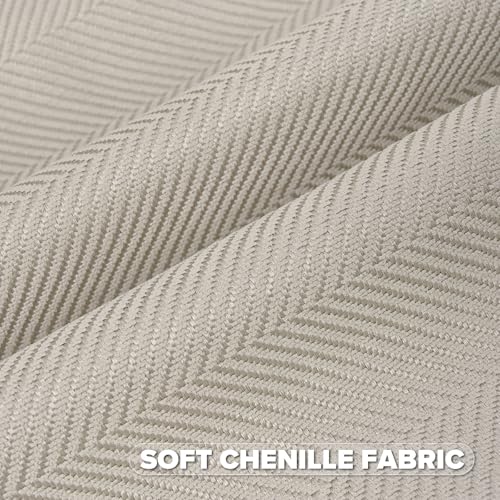 FUTEI Pack of 2 Chenille Throw Pillow Covers 20x20 Inch, Beige | Elegant Herringbone Textured Design,Side Hidden Zipper,Machine Washable,Pill-Resistant,Colorfast,Insert Not Included. - color: Beige, size: 20" x 20" (Pack of 2)