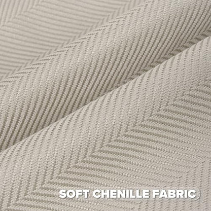 FUTEI Pack of 2 Chenille Throw Pillow Covers 24x24 Inch, Beige | Elegant Herringbone Textured Design,Side Hidden Zipper,Machine Washable,Pill-Resistant,Colorfast,Insert Not Included. - color: Beige, size: 24" x 24" (Pack of 2)