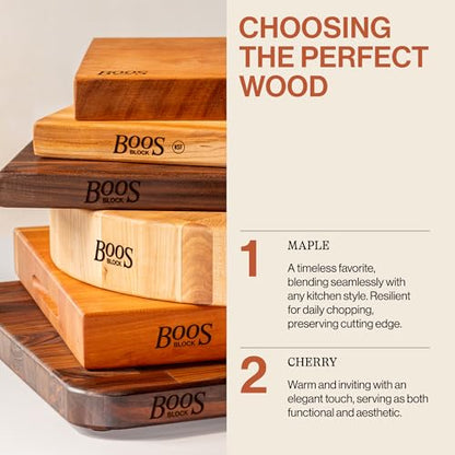 John Boos RA-Board Series Rectangular Wooden Maple Cutting Board 24”x18” – 2.25” Thick, 30-lb Reversible Butcher Block with Edge-Grain & Finger Grips – Made in the USA - color: Maple, size: 24"L x 18"W