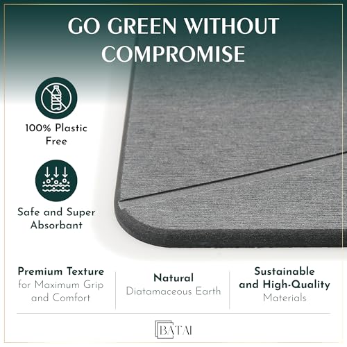 Extra Large Diatomaceous Earth Stone Bath Mat (31.5” x 19.7”) Dark Gray XL | Fast Absorbent Shower Stone Bath Mat For Bathroom - Quick Dry, Easy Clean and Non-Slip Mat - Instant Drying Diatomite Bathmat - color: Dark Gray