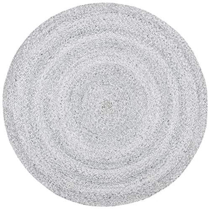 SAFAVIEH Cape Cod Collection Area Rug - 4' Round, Grey, Handmade Braided, Ideal for High Traffic Areas in Living Room, Bedroom (CAP224F) - color: Grey, size: 4' (Round)