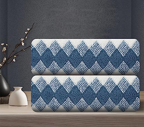 2Pcs Hand Towel 16"x31" Towel Set for Bathroom,Highly Absorbent Quick Dry Face Towel for Daily Use,Soft Microfiber Multipurpose Kitchen Hand Towel Set Collection for Hotel Spa Gym,Blue - color: Diamond Blue, size: 2 Pack Hand Towels