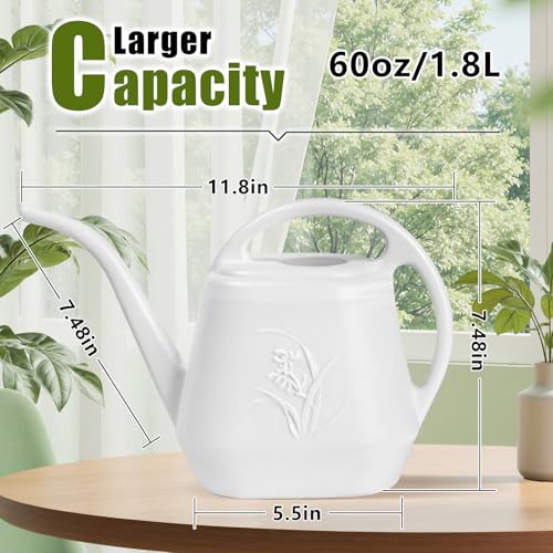 Plant Watering Can - 1/2 Gallon - White | With Long Spout for Watering-Home Indoor and Outdoor Garden - color: White