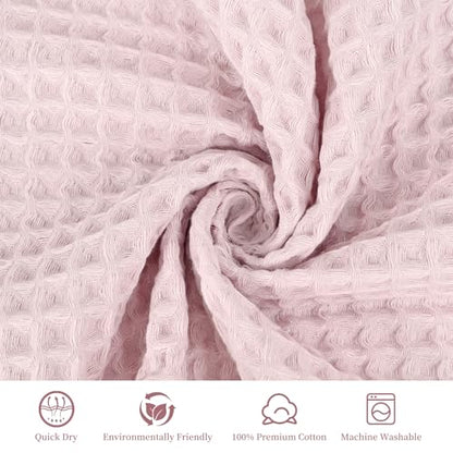 12 Piece Light Pink Waffle Bath Towel Set for Bathroom,100% Cotton Ultra Soft Bathroom Towel Set, 4 Bath Towels, 4 Hand Towels, 4 Wash Cloths, Highly Absorbent Quick Dry Shower Towels | Bathroom Towel Set, Highly Absorbent and Quick Dry, Soft Waffle Weave