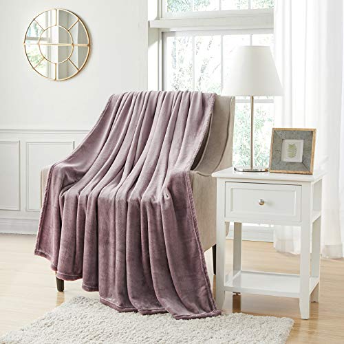 BOURINA Flannel Throw Blanket Fleece Throw Bed Blanket,Lavender 50x60inch | This fleece throw blanket feel soft.Double-sided fluffy texture provides comfort for relaxing on the couch, bed, or sofa. - color: Lavender, size: 50"x60"
